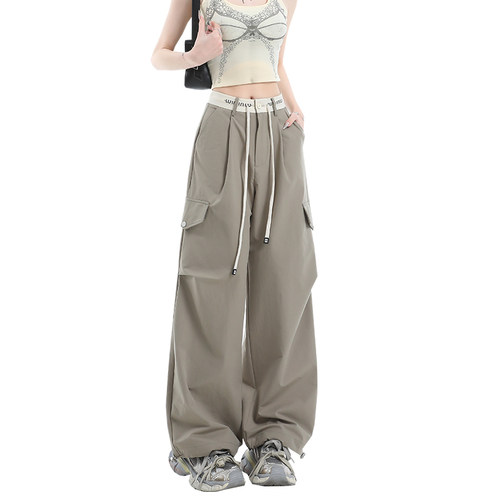 美式工装裤高腰宽松显瘦休闲裤