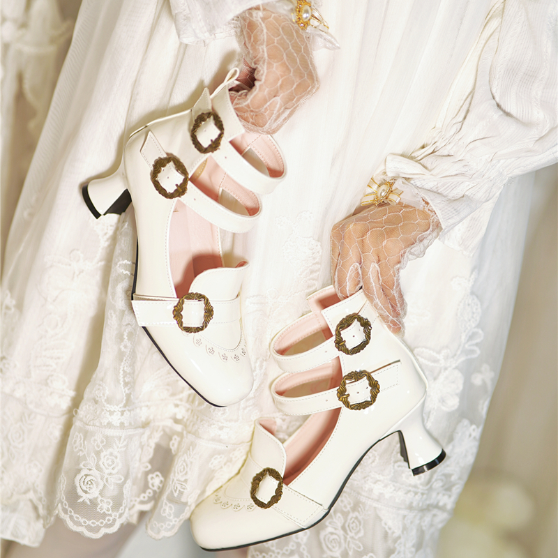 现货丨玫瑰物语 鹿沉汐原创Lolita鞋高跟三扣鞋玛丽珍鞋女优雅