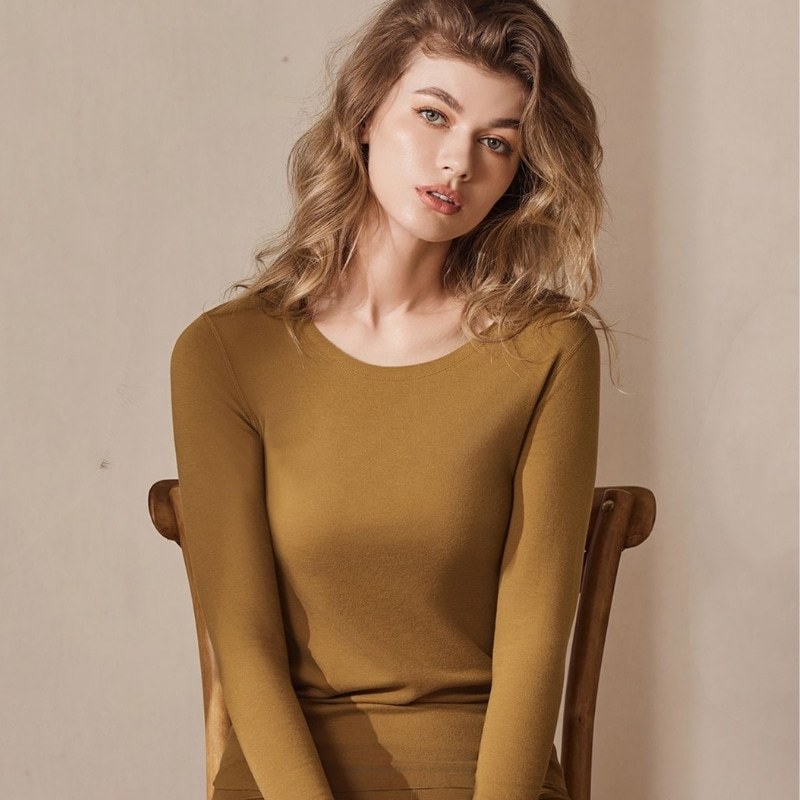 梧桐本色倍琪纳190G女随心裁圆领套装保暖亲肤蓄热绒面WE22207