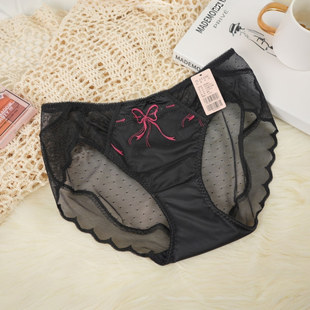 梧桐本色限定甜心系列中低腰三角裤闪光双拉波点网纱小裤WM652015