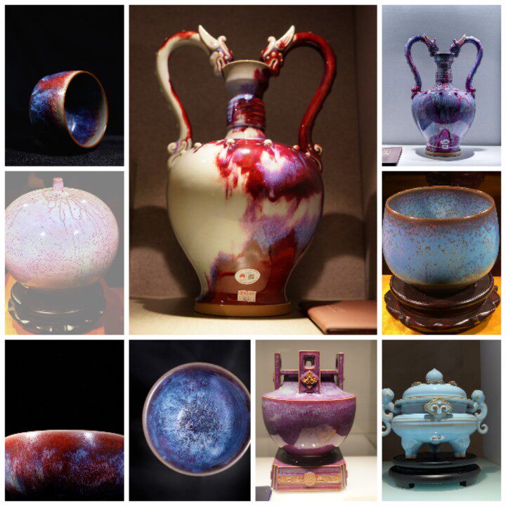 中国古代现代钧瓷茶具精品摆件葫芦花瓶茶壶盖碗陶瓷瓷器图片素材