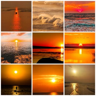 海上日出日落夕阳黄昏晚霞天空海面云彩自然风光图片背景素材002