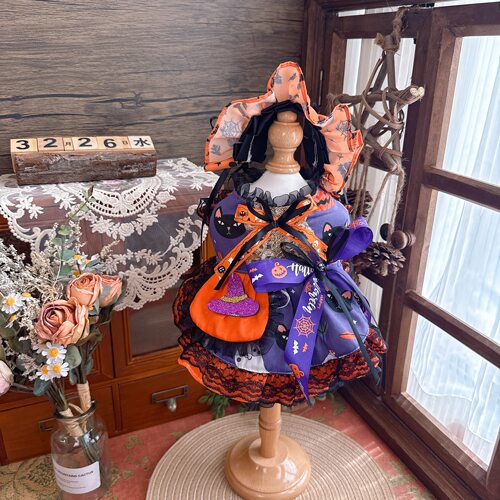 万圣节宠物衣服手工巫师帽宠裙猫咪衣服节日礼服小恶魔定制洛丽塔