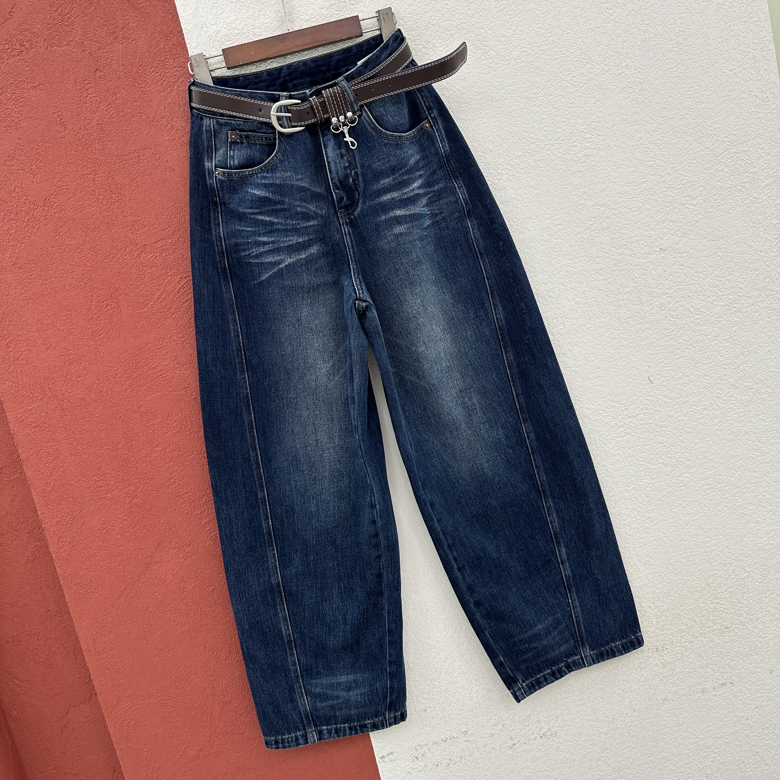 2026秋款JEANS金蚂蚁26612显瘦弯刀牛仔裤女压线垂感拖地香蕉裤