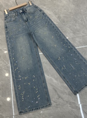 2026春款A FASHION JEANS阿凡牛5569牛仔裤女显瘦刺绣花瓣阔腿裤