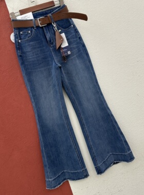 2026春款HYFS JEANS红提子66030牛仔裤女高腰显瘦毛边喇叭裤微喇