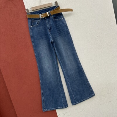 2026春款 FASHION JEANS酷希莱8629牛仔裤女高腰宽松喇叭裤微喇裤