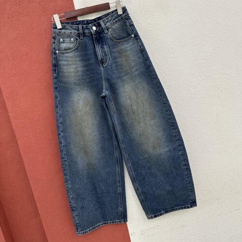 2026秋款JEANS酷希莱61532牛仔裤女高腰弹力弯刀裤烫钻皮标拖地裤