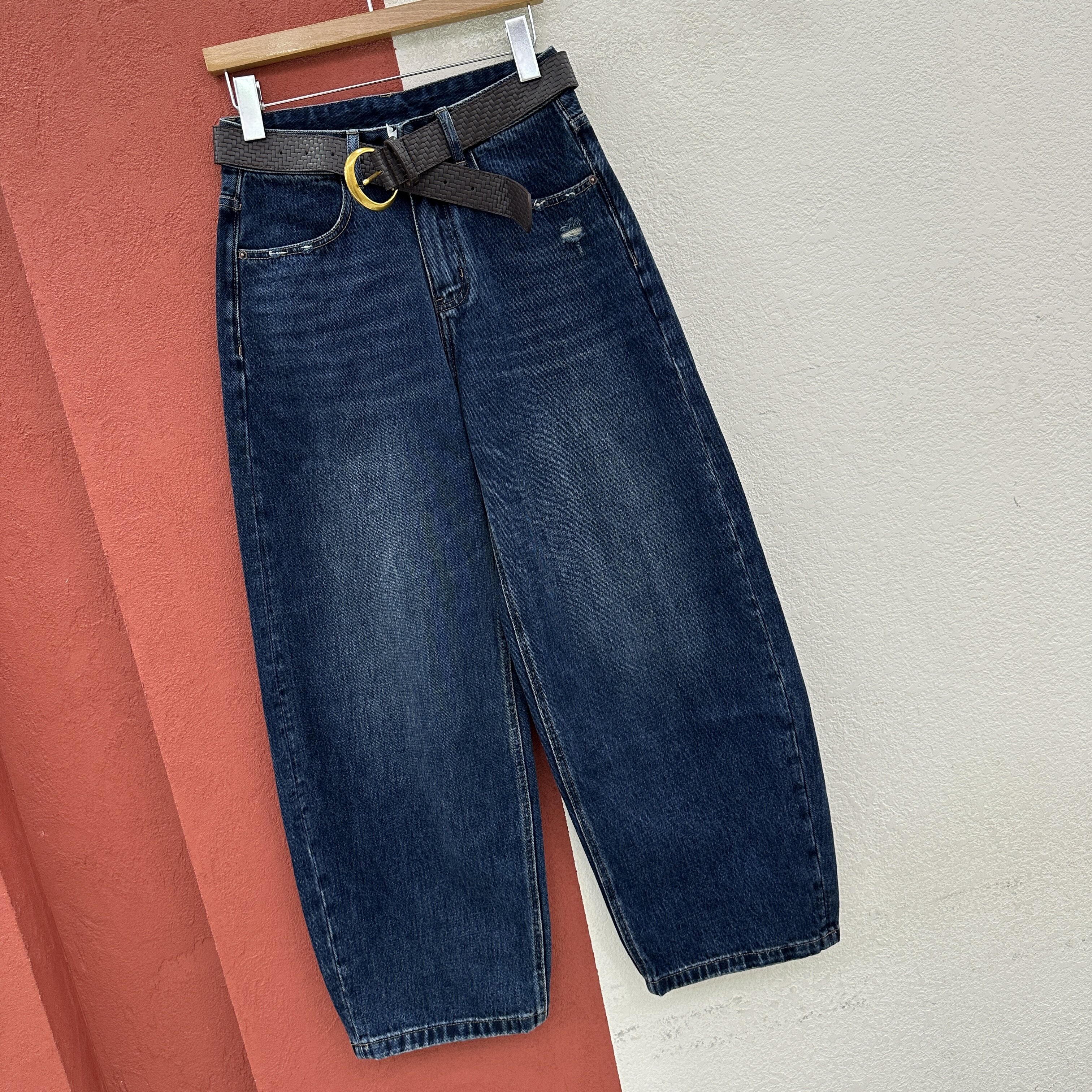 2026秋款N FASHION JEANS采丫9086牛仔裤女高腰翻盖刺绣弯刀长裤图片