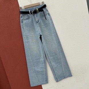 2026春款JEANS韩酷莱66211牛仔裤女高腰宽松流星烫钻直筒裤镰刀裤