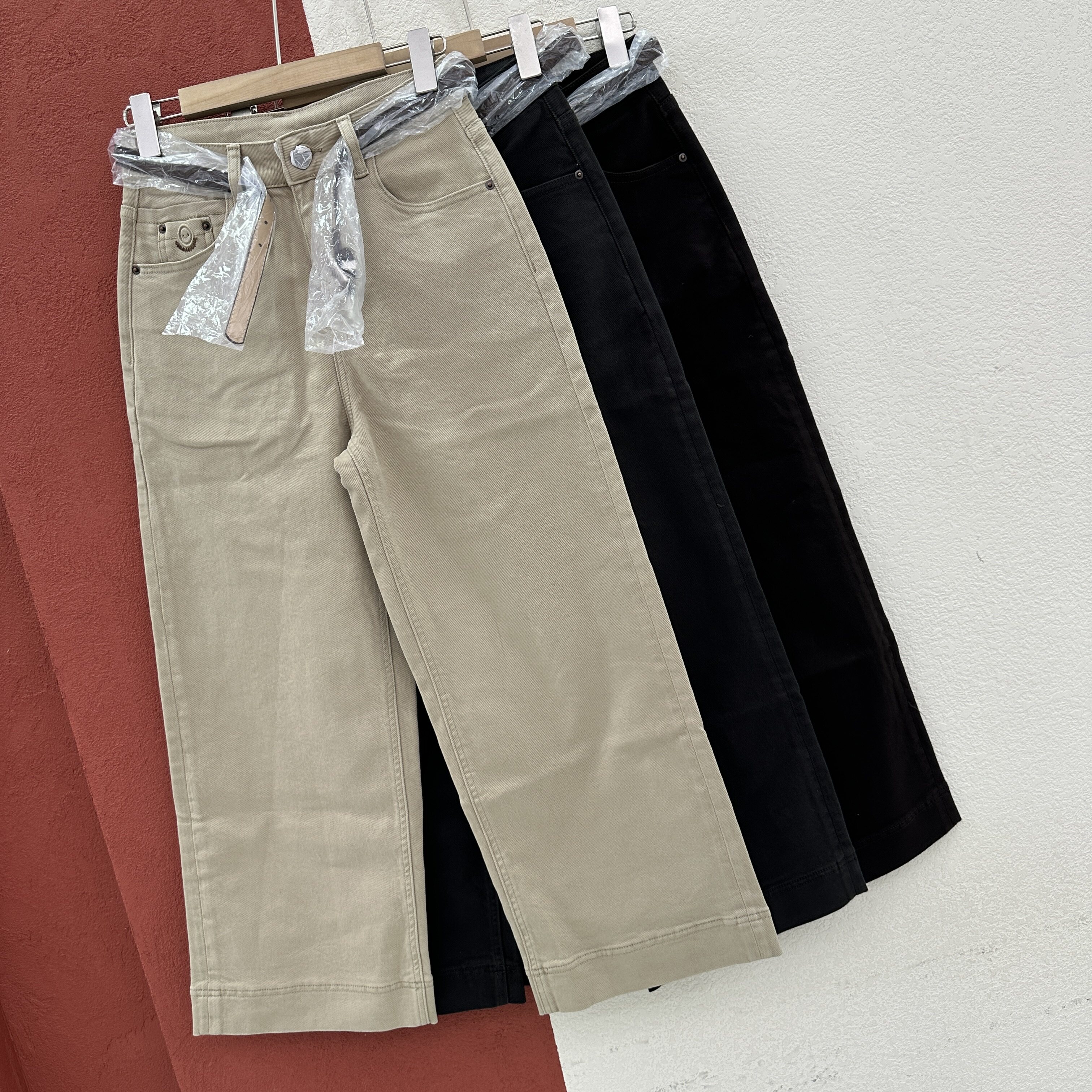 2026秋款N FASHION JEANS韩酷莱5569牛仔裤女印花阔腿直筒九分裤
