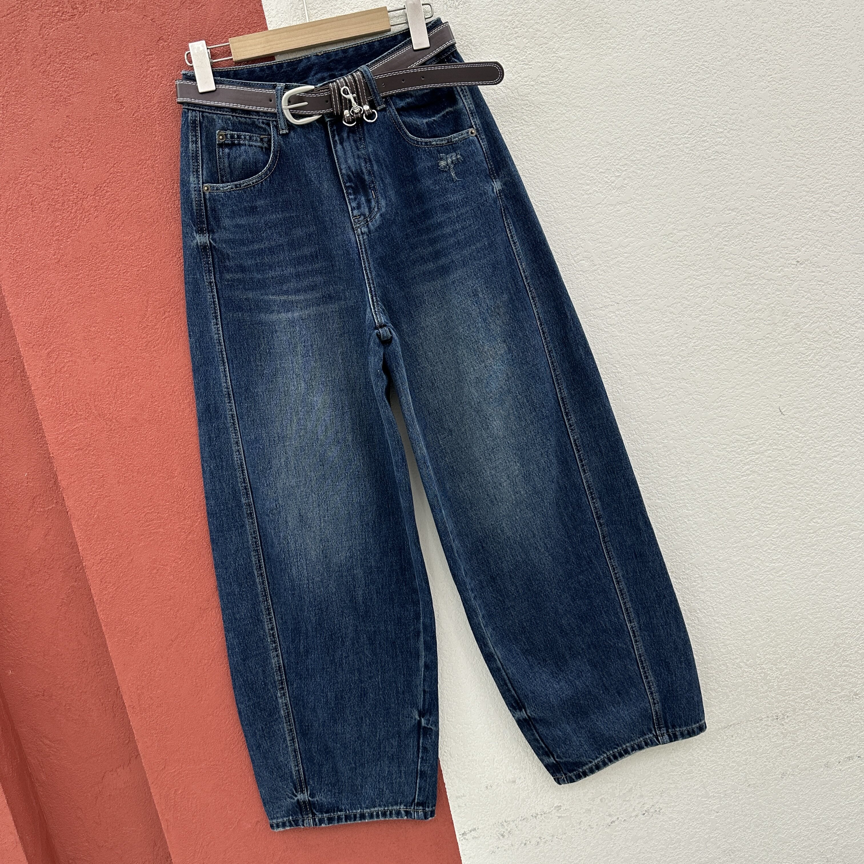 2026秋款JEANS倩小妞显瘦牛仔裤女高腰垂感弯刀裤拖地裤深色长裤