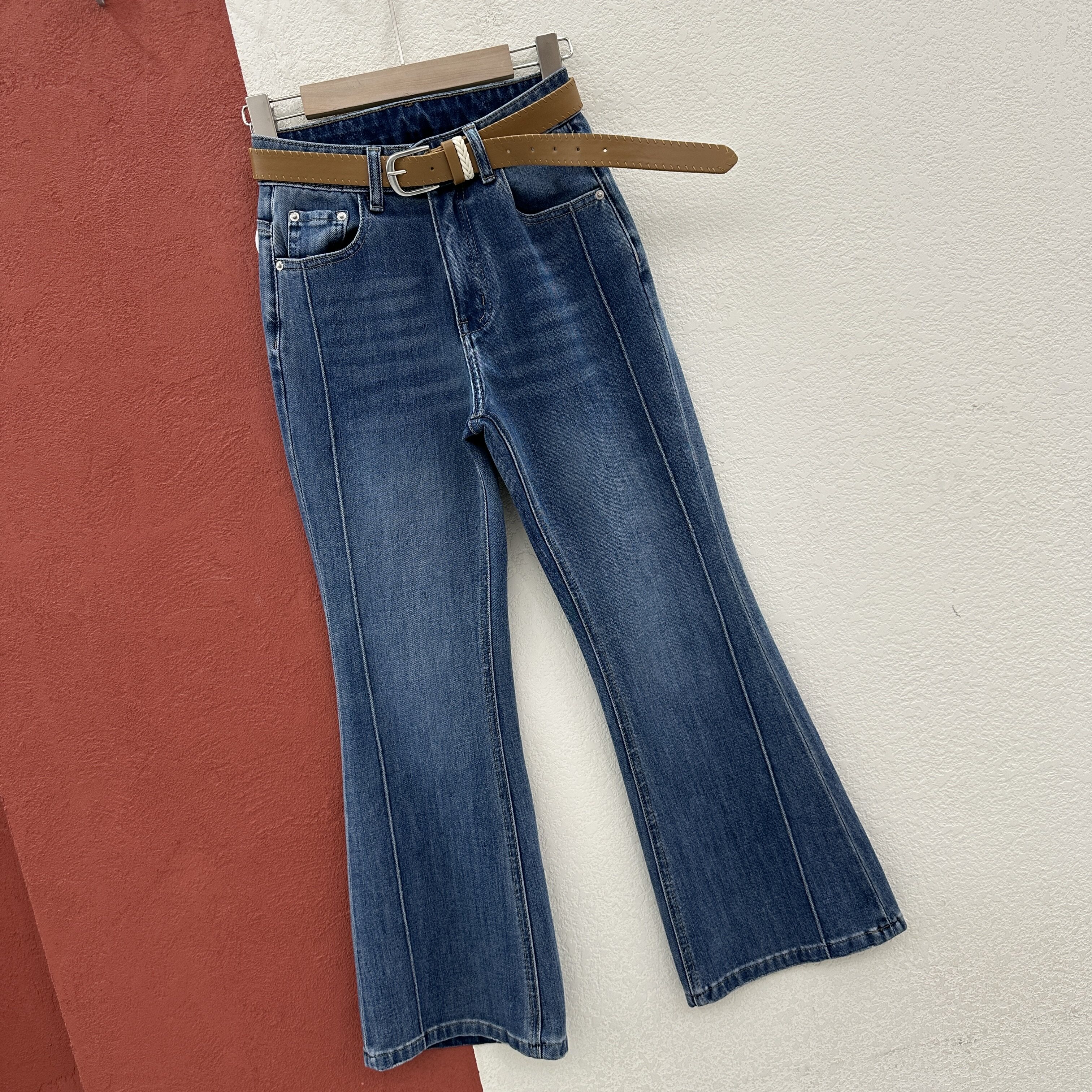 2026春款baoxiniu爆犀牛26113牛仔裤女高腰显瘦九分微喇裤喇叭裤