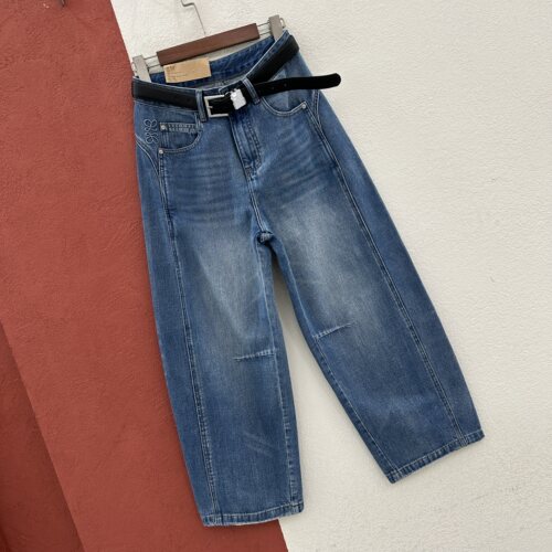 2026春夏款欧货HYFS JEANS红提子66181牛仔裤女高腰弯刀裤九分裤