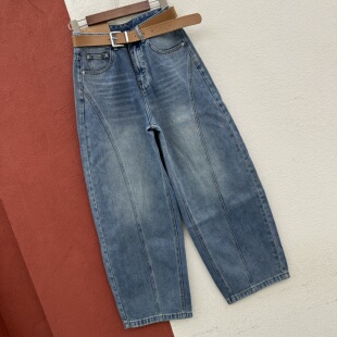 2026春款HYFS JEANS红提子66035牛仔裤女高腰弯刀裤水洗裤香蕉裤