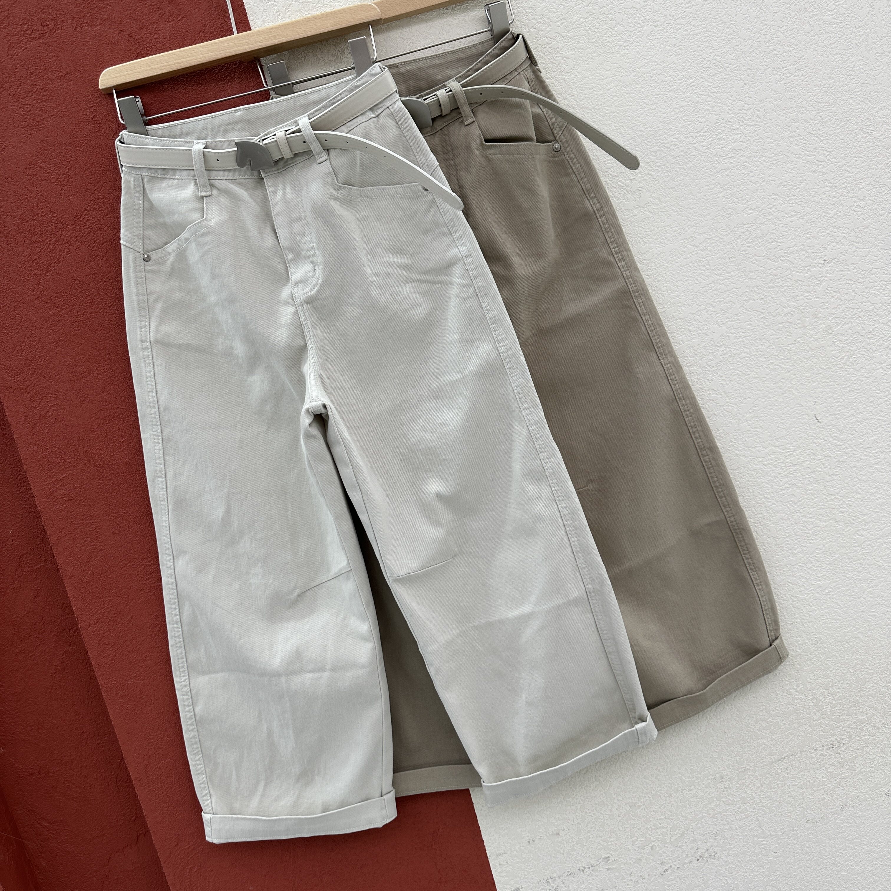 春款JEANS MADEIN CHINA 303高腰宽松男友裤女牛仔色布九分奶奶裤