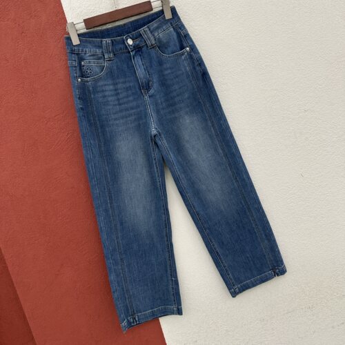 2026春夏欧货QFASHION JEANS酷希莱9603刺绣五叶印花九分牛仔裤女
