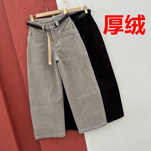 2026冬季欧货FASHION JEANS可可江南8981休闲裤女厚绒保暖弯刀裤