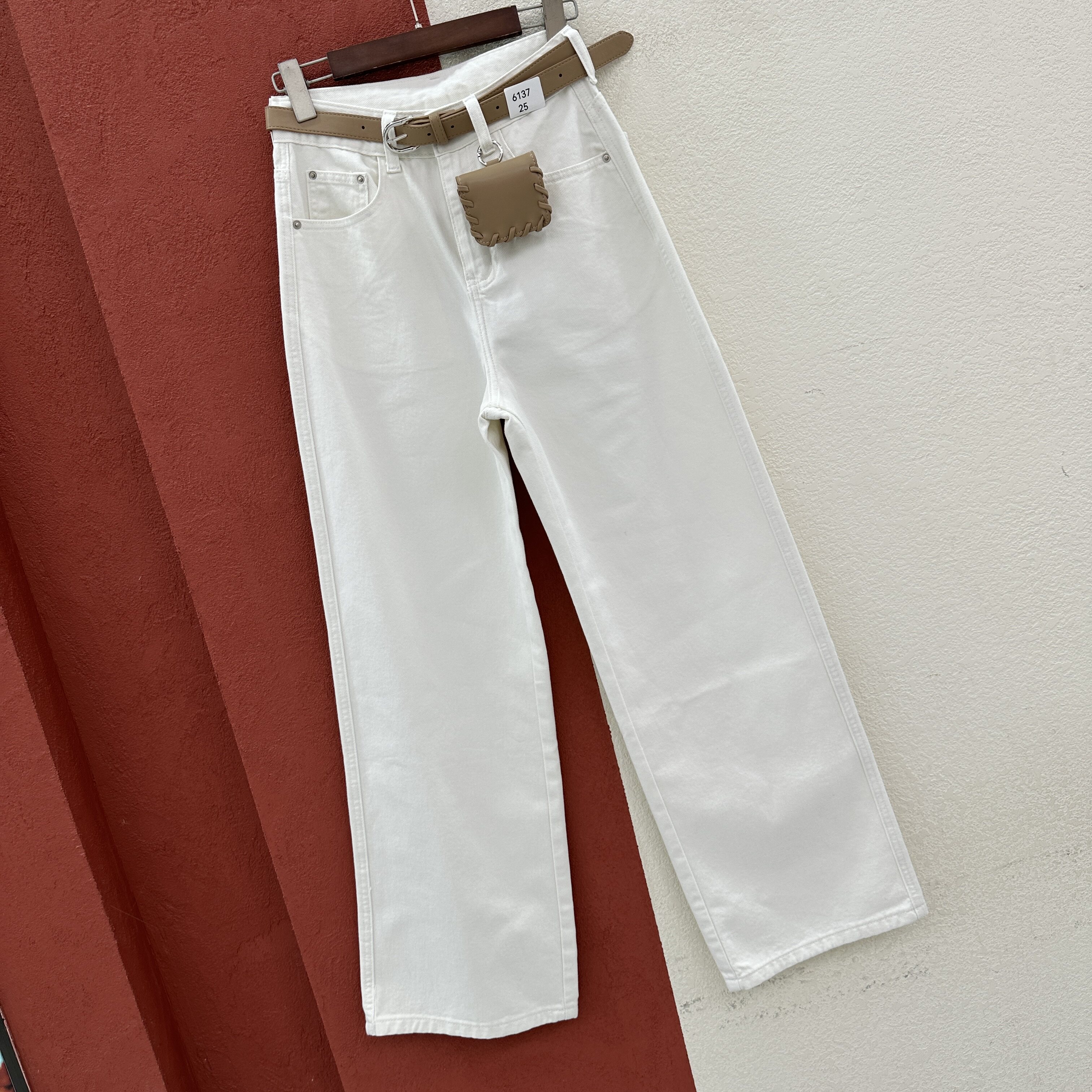 2026春款JEANS绿青蛙6137牛仔裤女高腰显瘦包包窄版直筒裤拖地裤