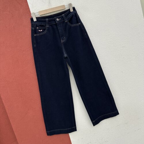 秋款欧货正品YAK JEANS阿里莎莎87901牛仔裤女刺绣蝴蝶九分直筒裤