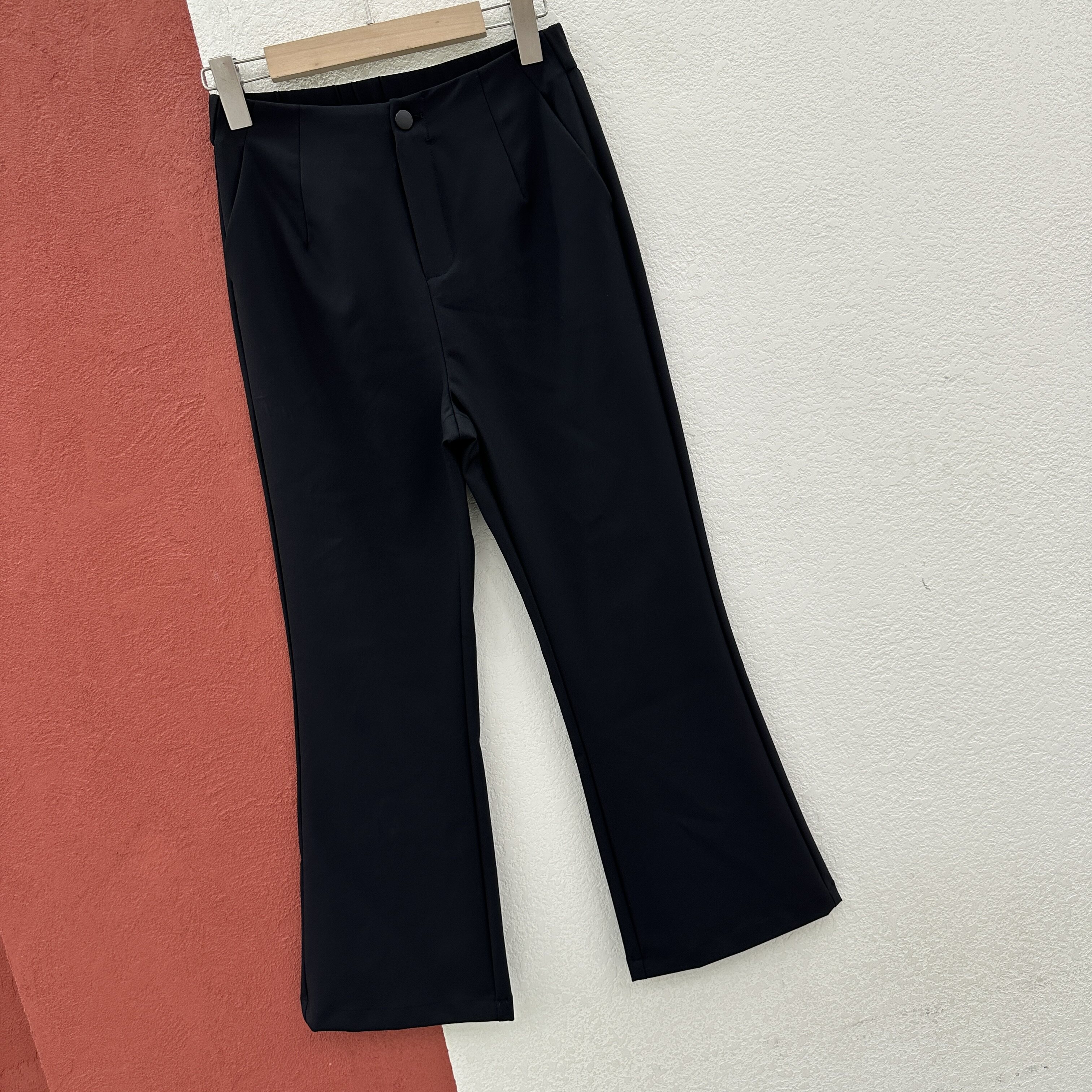 春夏欧货月月莺80850西装裤女高腰显瘦微喇裤九分裤喇叭裤面料裤