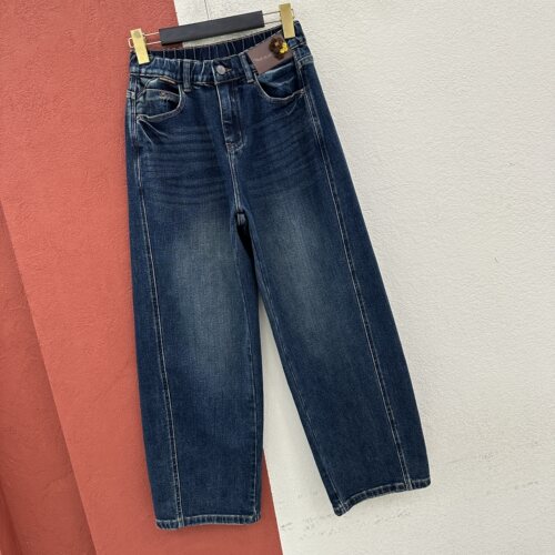2026秋款N FASHION JEANS韩酷莱5595牛仔裤女高腰皮标绣花弯刀裤