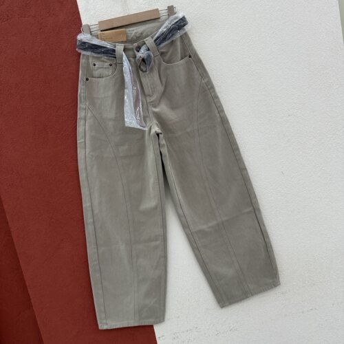 2026秋款JEANS红提子19113牛仔裤女高腰水洗弯刀裤压线月亮拖地裤