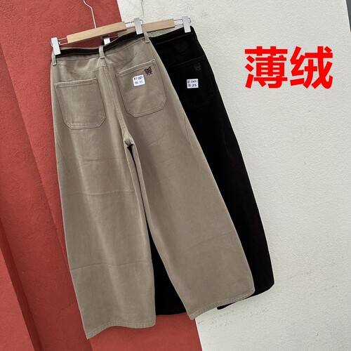 2026秋冬欧货JEANS金蚂蚁26829牛仔裤女植绒火柴人刺绣弯刀镰刀裤