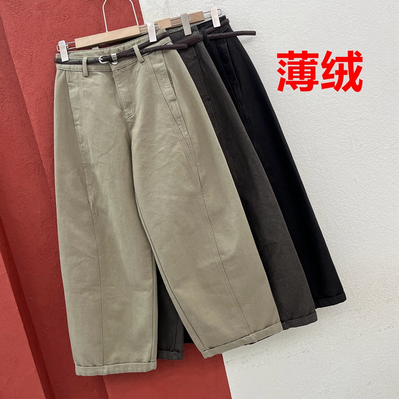 秋冬GDH过得好72983牛仔裤女JEANS色布牛仔薄绒高腰镰刀裤弯刀裤