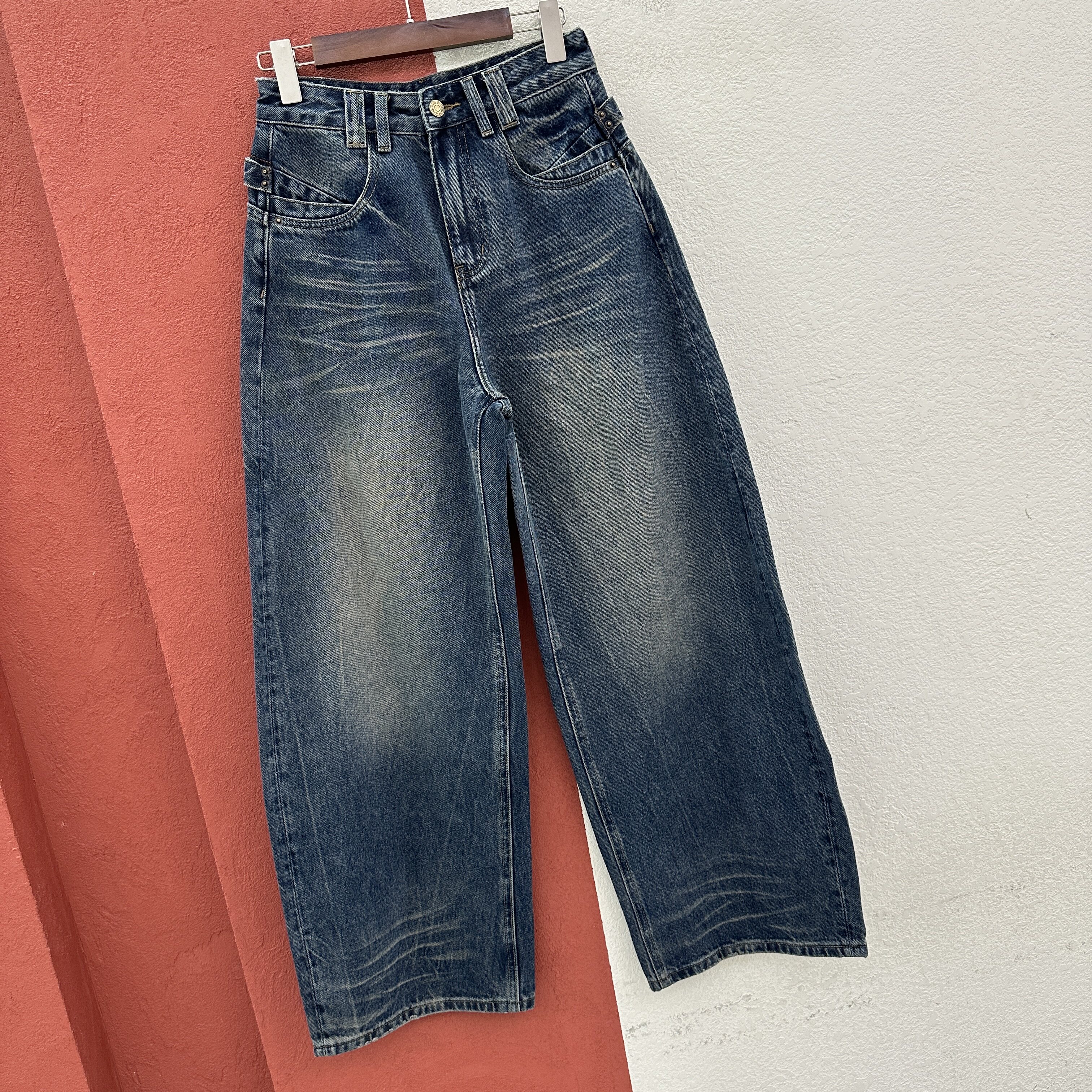 2026秋款JEANS酷希莱61557牛仔裤女高腰猫须弯刀裤香蕉裤拖地裤
