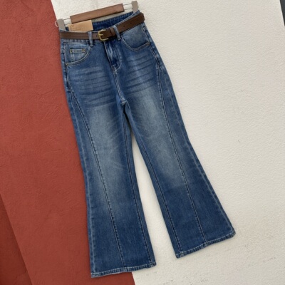 2026春款HYFS JEANS红提子66052牛仔女高腰修身显瘦微喇裤喇叭裤