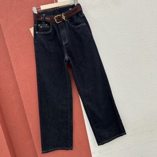 2026秋款FASHION JEANS壹流壹8257牛仔裤女丹宁色绣花窄版直筒裤