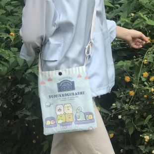 可爱卡通角落生物韩版女式帆布手机包迷你零钱小包百搭斜挎手机袋