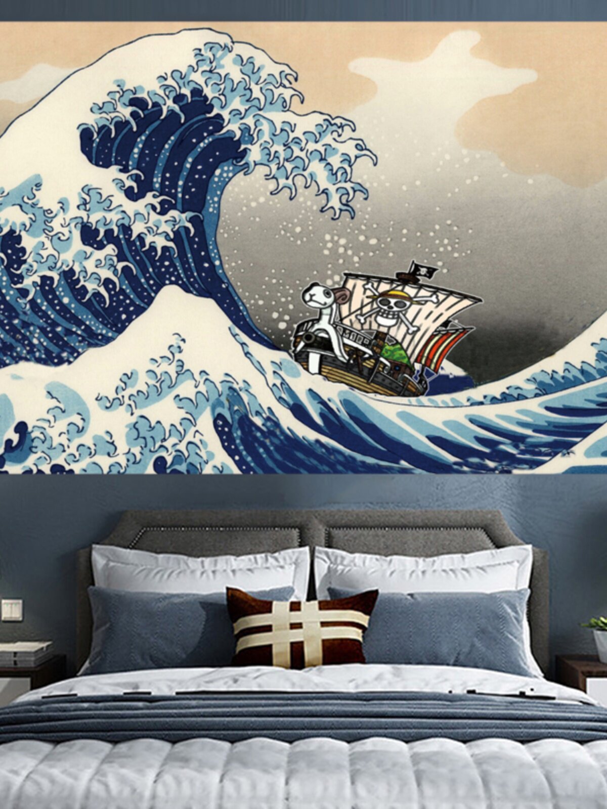 일본 우키요에 천 가나가와 서핑 태피스트리 인 배경 천 스튜디오 룸 침대 옆 장식 벽 천