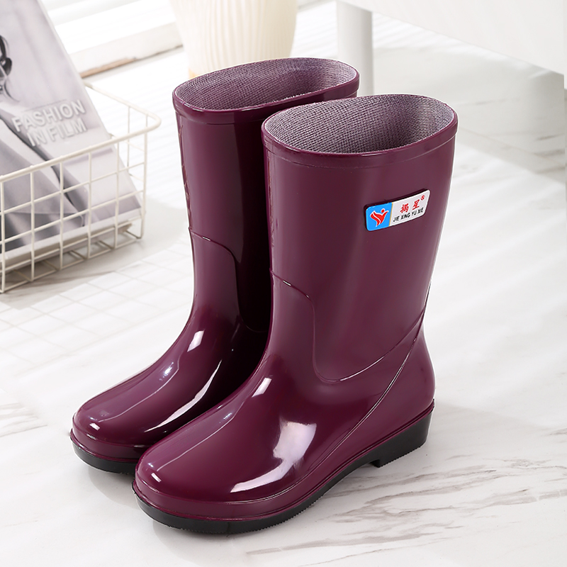 雨鞋女款耐磨轻便四季中筒雨靴防滑厚底胶鞋水靴长筒工作水鞋女士