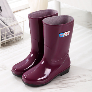 雨鞋女款耐磨轻便四季中筒雨靴防滑厚底胶鞋水靴长筒工作水鞋女士
