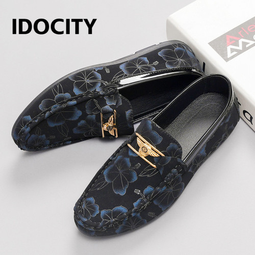 IDOCITY正品豆豆鞋男高档休闲一脚蹬软底透气男款皮鞋商务乐福鞋