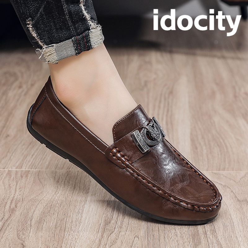 IDOCITY正品豆豆鞋男2025新款男士高档商务休闲皮鞋英伦乐福鞋子