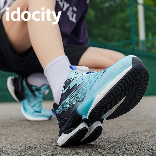 IDOCITY青少年运动鞋男新款旋钮扣跑步鞋减震休闲鞋透气软底男鞋