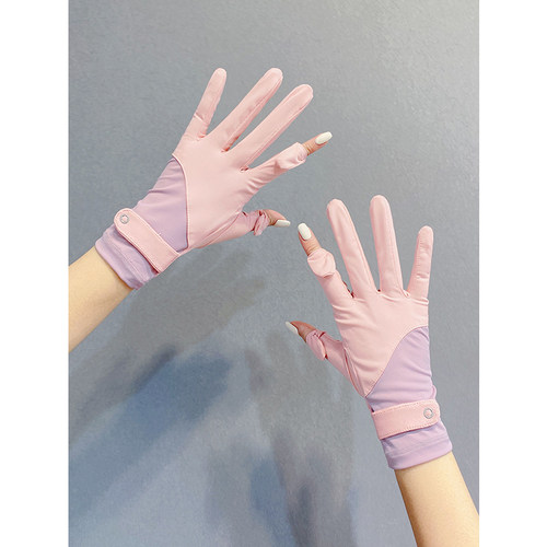 bubu女士夏季分指冰丝防晒手套