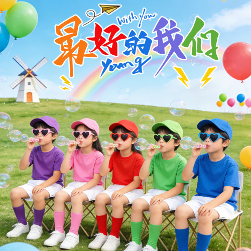 小学生彩色班服短袖t恤表演套装