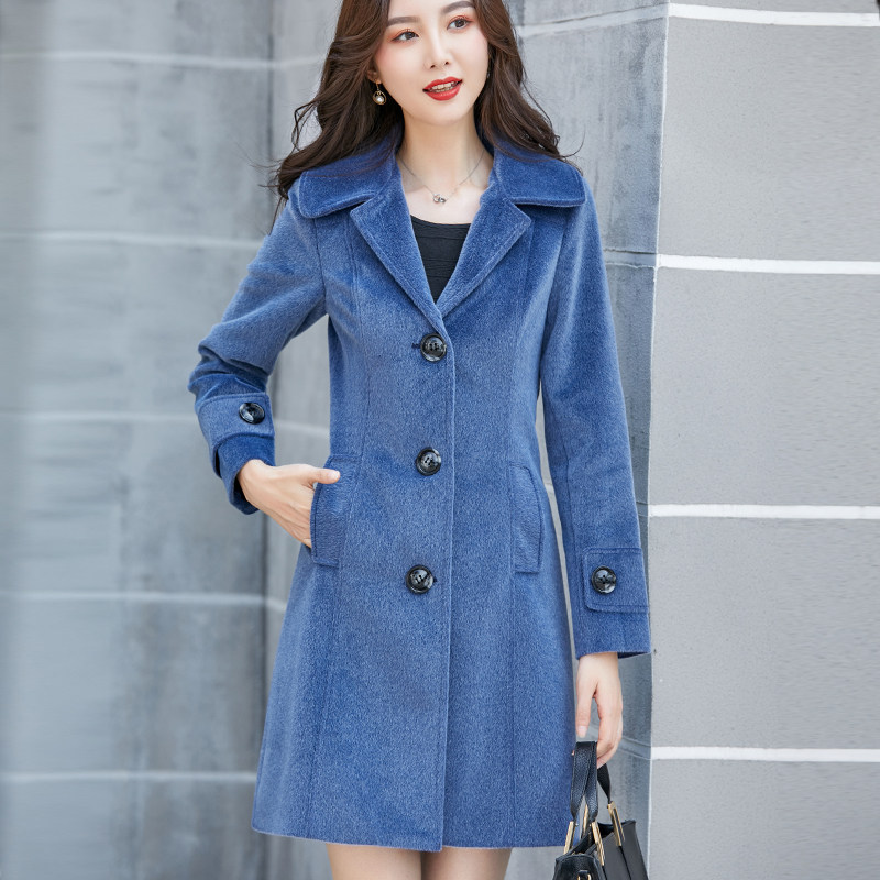 大码妈妈毛呢外套女秋冬韩版胖mm宽松遮肚呢子大衣200斤显瘦风衣