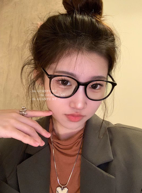 「关於」少女感小香方圆框黑色眼镜素颜超轻TR90防蓝光3282眼镜框