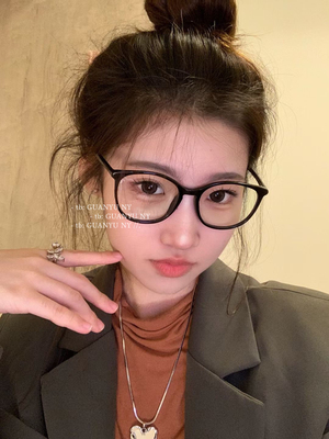 「关於」少女感小香方圆框黑色眼镜素颜超轻TR90防蓝光3282眼镜框