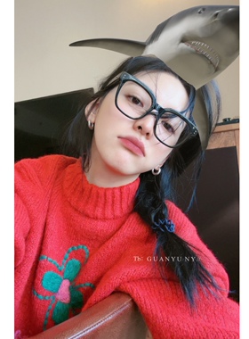 「关於」unacn章若楠同款gm黑框眼镜方形近视渐变腮红素颜眼镜女