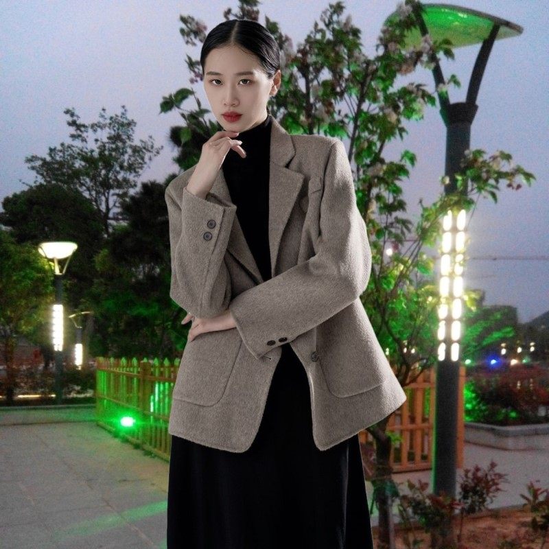 羊毛小西装高级感双面毛呢外套秋冬女装气质高端短款毛大衣大口袋