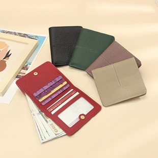 钱包女士短款真皮小巧超薄皮夹小众简约时尚折叠头层牛皮钱夹卡包