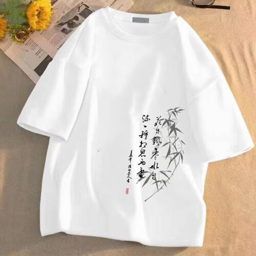 N627牛奶丝双磨180克五分袖T恤黑白M-5XL