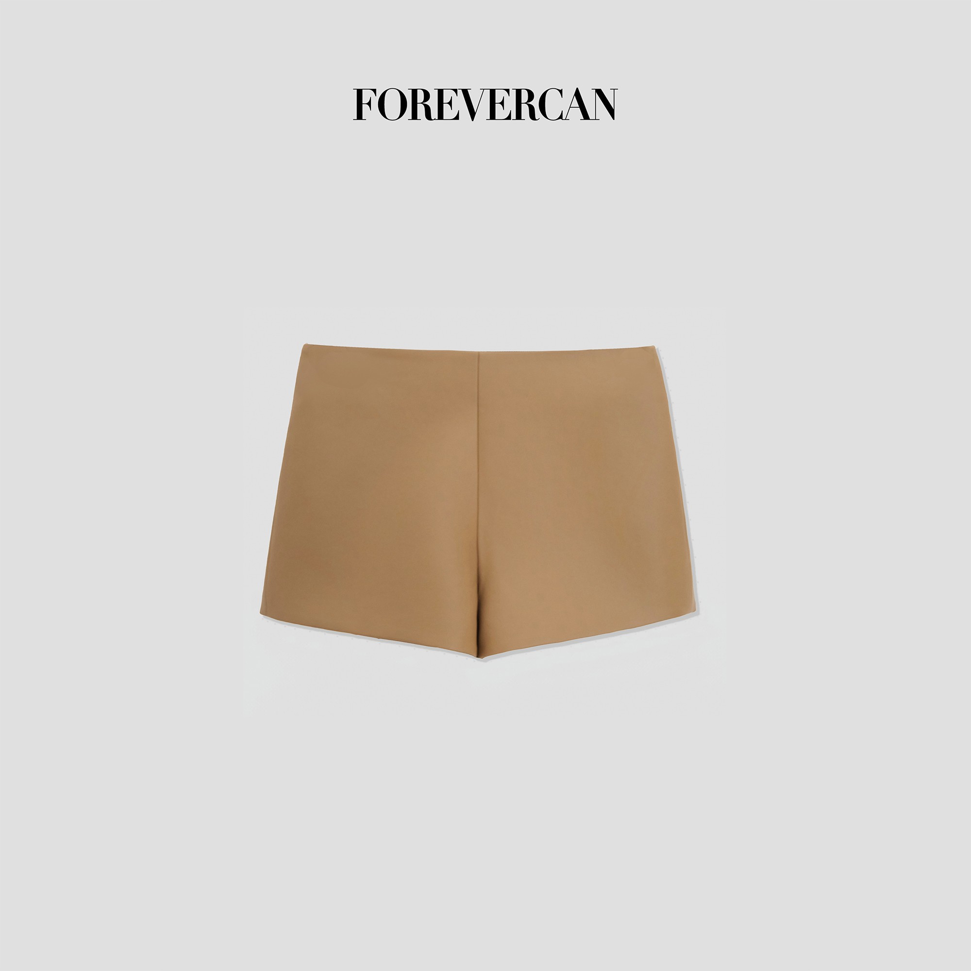 CAN冬季新款极简无腰头皮短裤