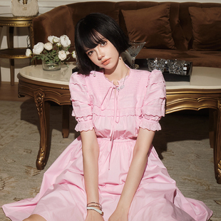 Forevercan女装 蕾丝连衣裙高级设计感温柔气质名媛风裙子 夏季 新款